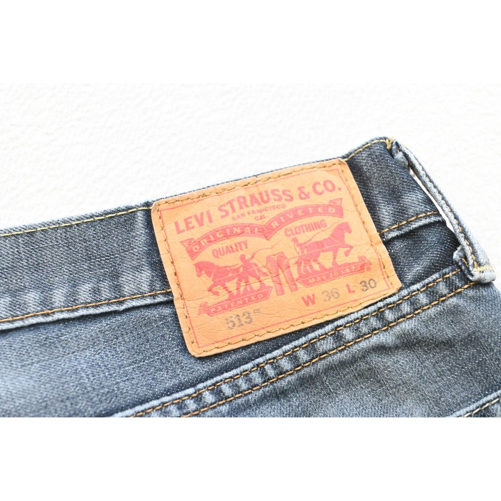 Levis 513 Slim Fit Jeans Mens 36x30 Dark‎ Wash Blue Denim Pants Excellent